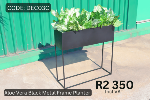 New aloe vera metal planter pot supplied by HNA Office Furniture in Gauteng.