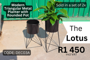 New Lotus planter pots for decor supplied by HNA Office Furniture in Gauteng.