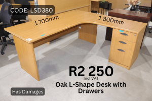 Second Hand L-Shape office desk with drawers supplied by HNA Office Furniture.