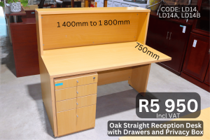 Quality second hand reception desk supplied by HNA Office Furniture in Germiston.