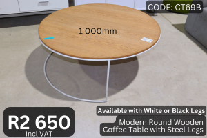 Modern rustic used round coffee table supplied by HNA Office Furniture in Gauteng.