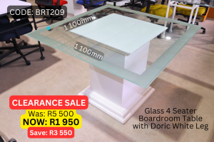 Contemporary used glass boardroom table supplied by HNA Office Furniture in Gauteng.