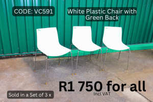 Used plastic visitor chairs available at HNA Office Furniture in Germiston.