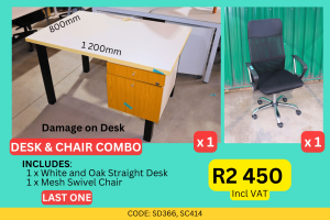 Second hand desk and chair combo supplied by HNA Office Furniture in Gauteng.