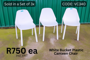 Modern used plastic canteen chairs supplied by HNA Office Furniture in Gauteng.