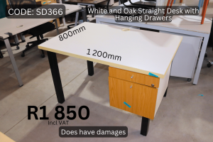 Used straight desk with drawers supplied by HNA Office Furniture in Gauteng.