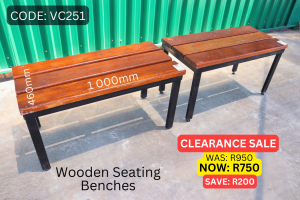 Second hand wooden benches supplied by HNA Office Furniture in Gauteng.