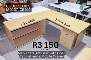 Used L-Shape office desk supplied by HNA Office Furniture in Gauteng.