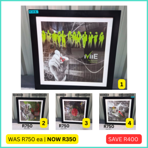 Used framed company prints sold by HNA Office Furniture in Gauteng.