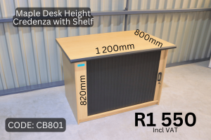 Second hand maple credenza supplied by HNA Office Furniture in Gauteng.
