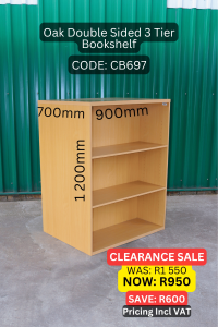 Quality used double sided bookshelf supplied by HNA Office Furniture in Guateng.