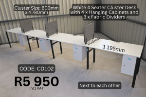 Quality modern used cluster desk supplied by HNA Office Furniture in Gauteng.
