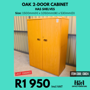 CB824 _ OAK-2-DOOR-CABINET-WITH-SHELVES