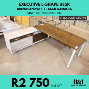LSD146 _ EXECUTIVE-L-SHAPE-DESK-BROWN-AND-WHITE
