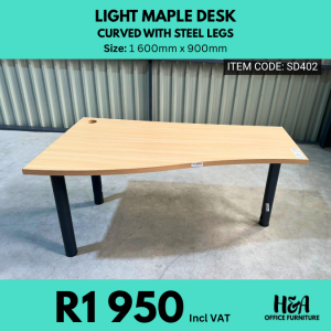 SD402 _ LIGHT-MAPLE-DESK-WITH-STEEL-LEGS