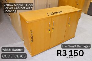 CB763_Yellow-Maple-3-door-server-cabinet-used
