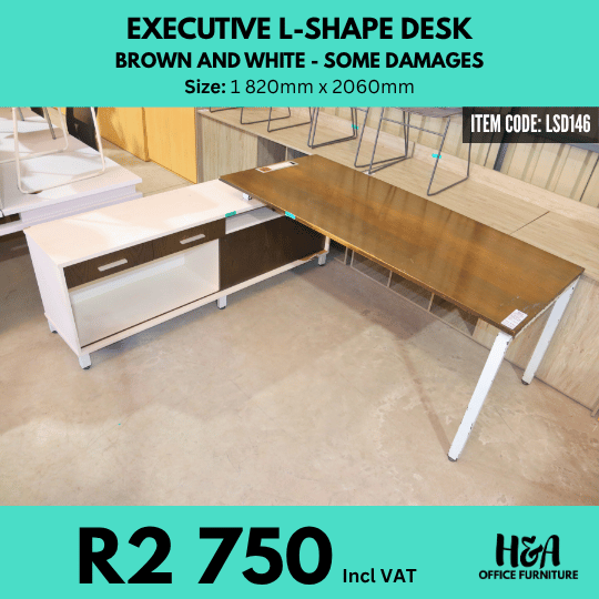 LSD146 EXECUTIVE-L-SHAPE-DESK-BROWN-AND-WHITE