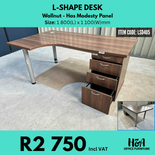 LSD405 WALLNUT-L-SHAPE-DESK