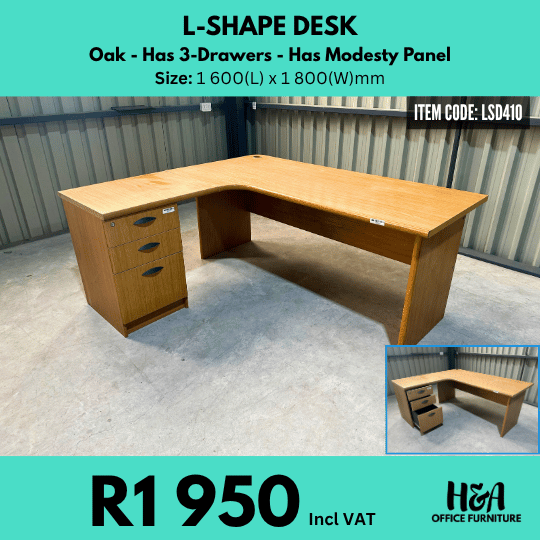 LSD410 OAK-L-SHAPE-WITH-3-DRAWERS