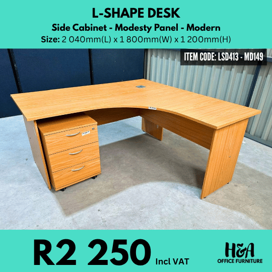 LSD413 MD149 OAK-L-SHAPE-WITH-MOBILE-DRAWER