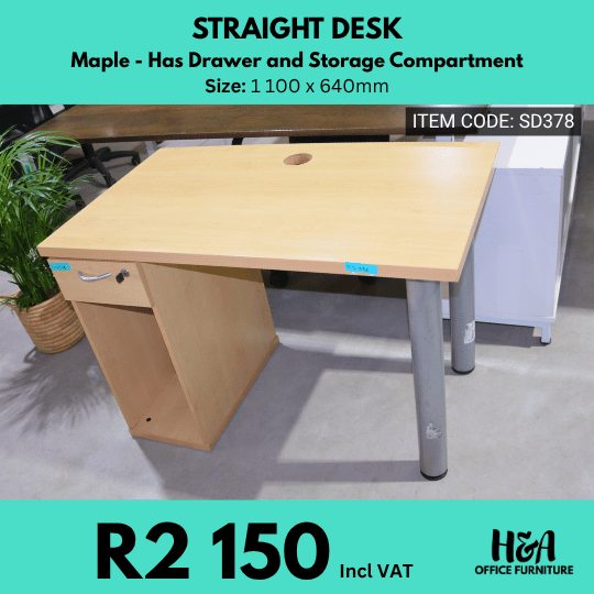 SD378 MAPLE-DESK-WITH-DRAWER-AND-STORAGE-COMPARTMENT
