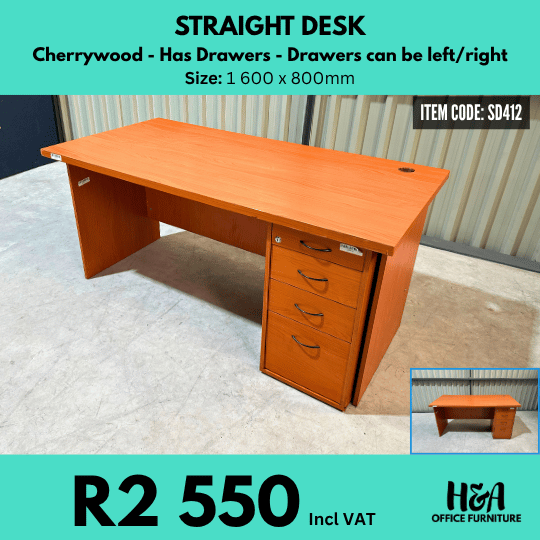 SD412 _ CHERRYWOOD-STRAIGHT-DESK-WITH-DRAWERS